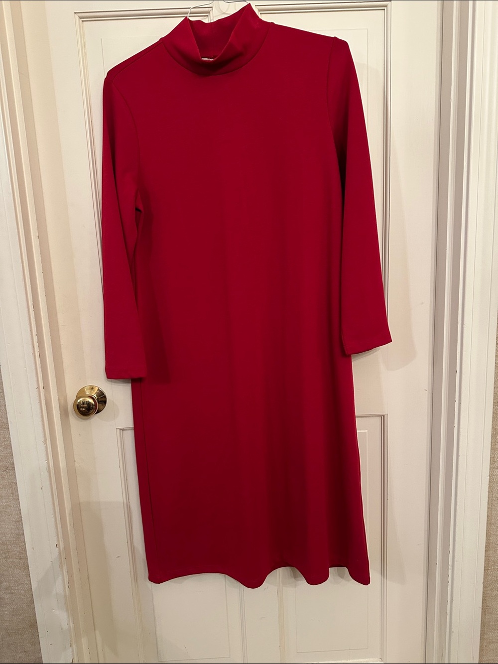 Never worn! Appleseed’s red mock turtleneck long-sleeved dress. Size Large Petit